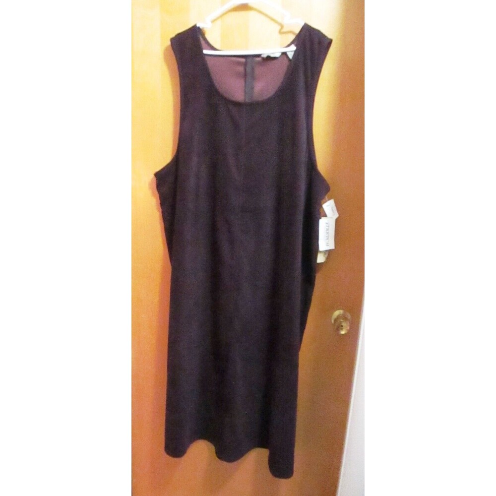 NWT Jenna Lane Women Plus Size 3X Jumper Dress Maroon Suede-Like